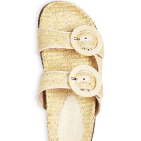 Schutz Coraline Woven Slide Sandals Size 8 Beige - Picture 2 of 3